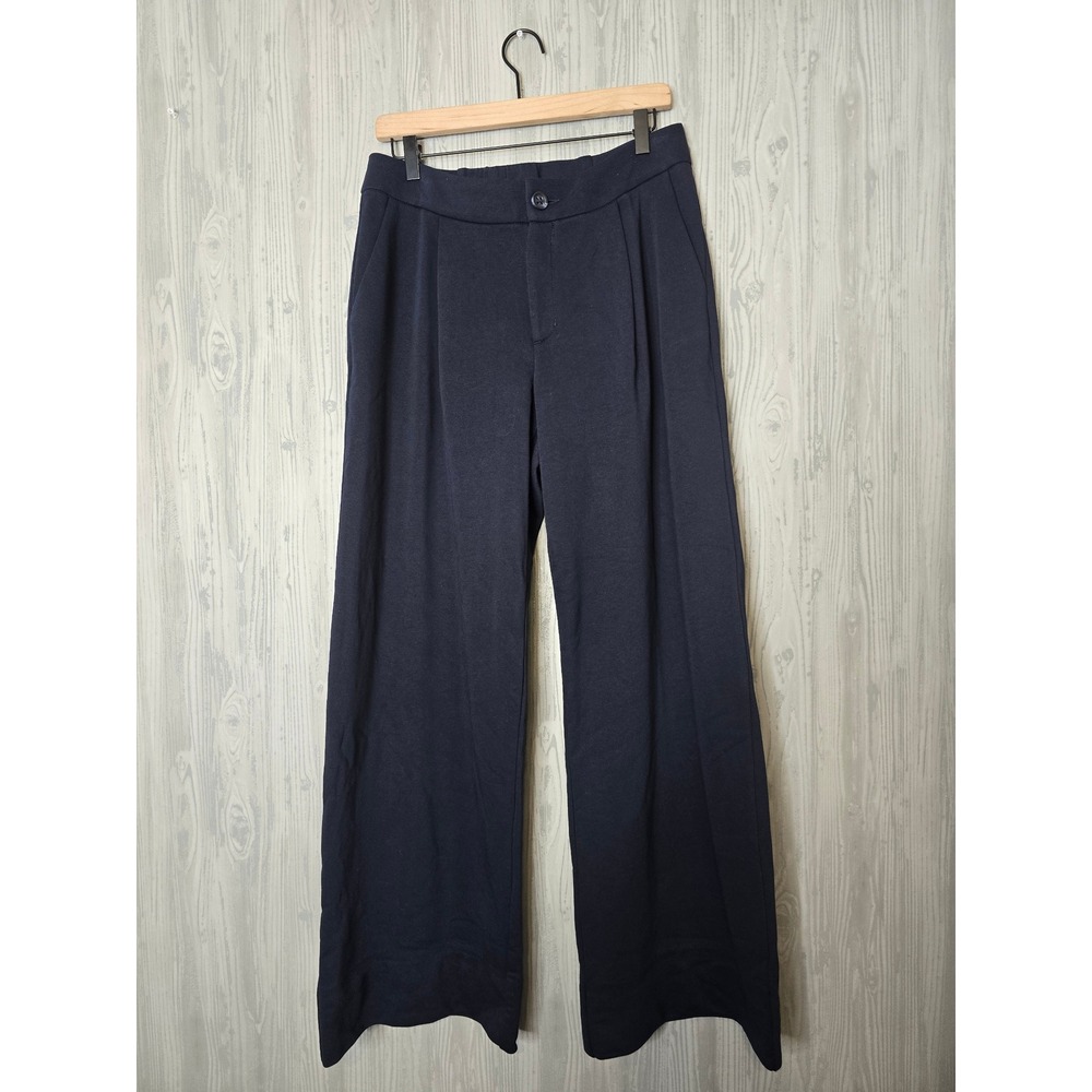 Cabi Wide Leg Pleated Trousers Womens Medium Navy Tailored Knit Pants 4896
